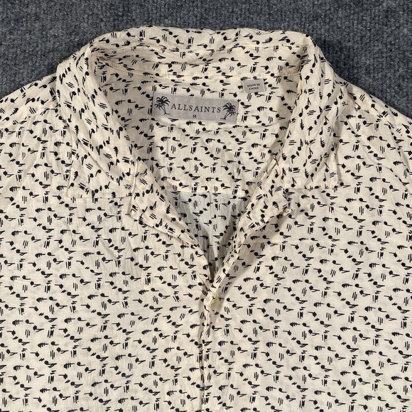 AllSaints Other - ALLSAINTS Musical Notes Short Sleeve Loop Collar Camp Shirt Mens Medium Viscose